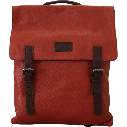 Dolce & Gabbana Elegant Calfskin Leather Backpack in Orange Dolce & Gabbana