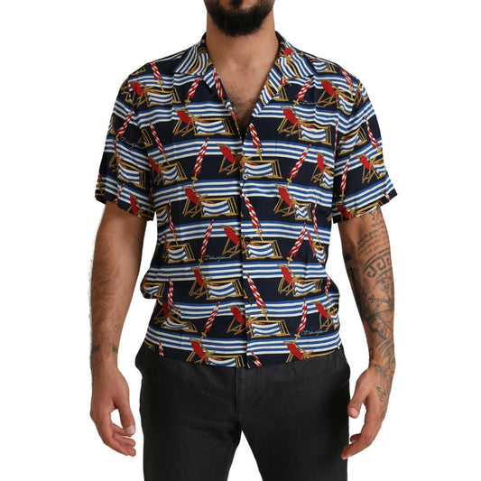 Dolce & Gabbana Multicolor Beach Chair Short Sleeves Shirt