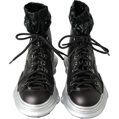 Dolce & Gabbana Black Nylon Galileo High Top Sneakers Shoes
