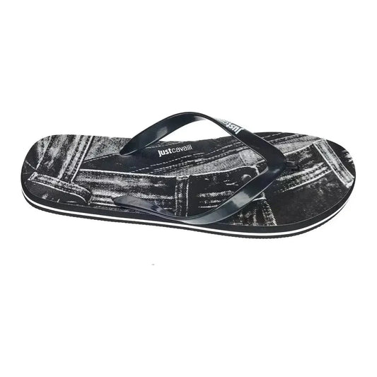 Just Cavalli Black PVC Men Sandal Just Cavalli