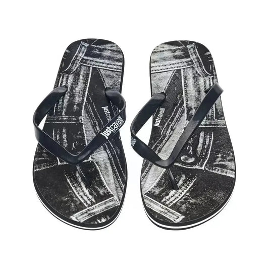 Just Cavalli Black PVC Men Sandal Just Cavalli