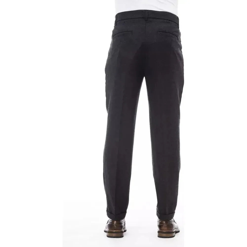 Alpha Studio Gray Wool Men Pant Alpha Studio