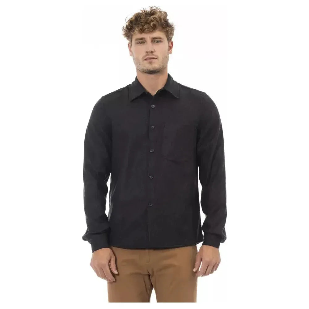 Alpha Studio Gray Wool Men Shirt Alpha Studio