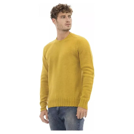 Alpha Studio Yellow Wool Men Sweater Alpha Studio