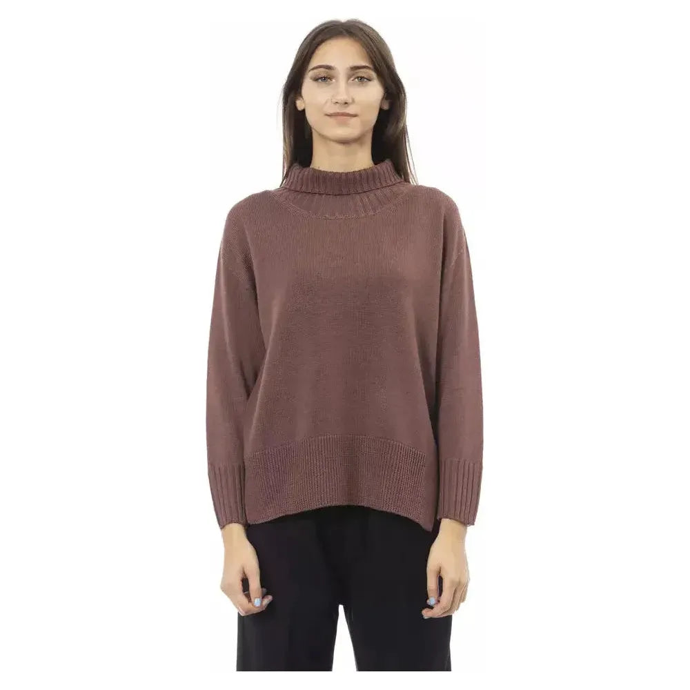 Alpha Studio Brown Merino Wool Women Sweater Alpha Studio