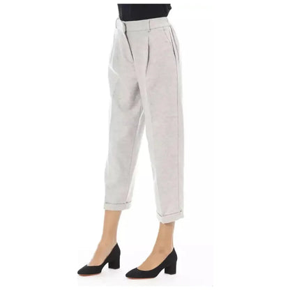 Alpha Studio Gray Wool Women Trouser