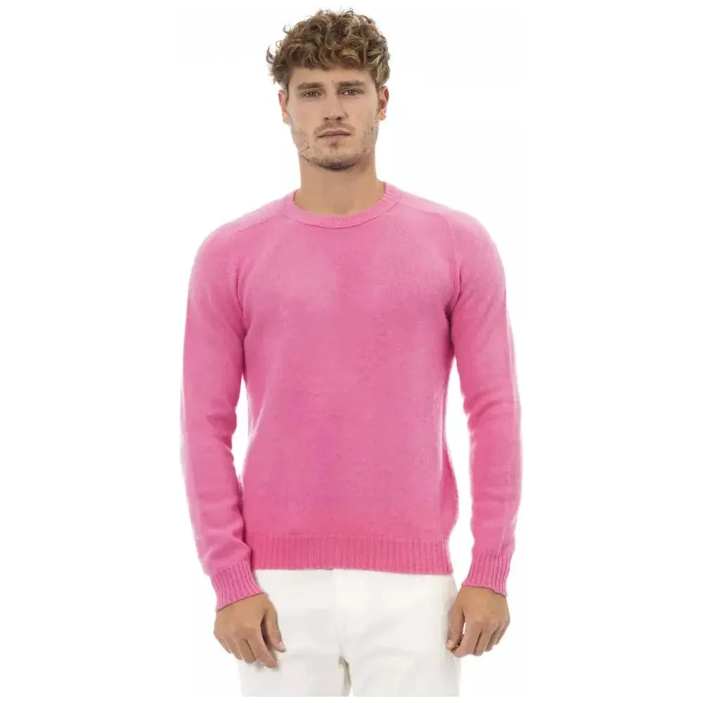 Alpha Studio Pink Wool Men Sweater Alpha Studio