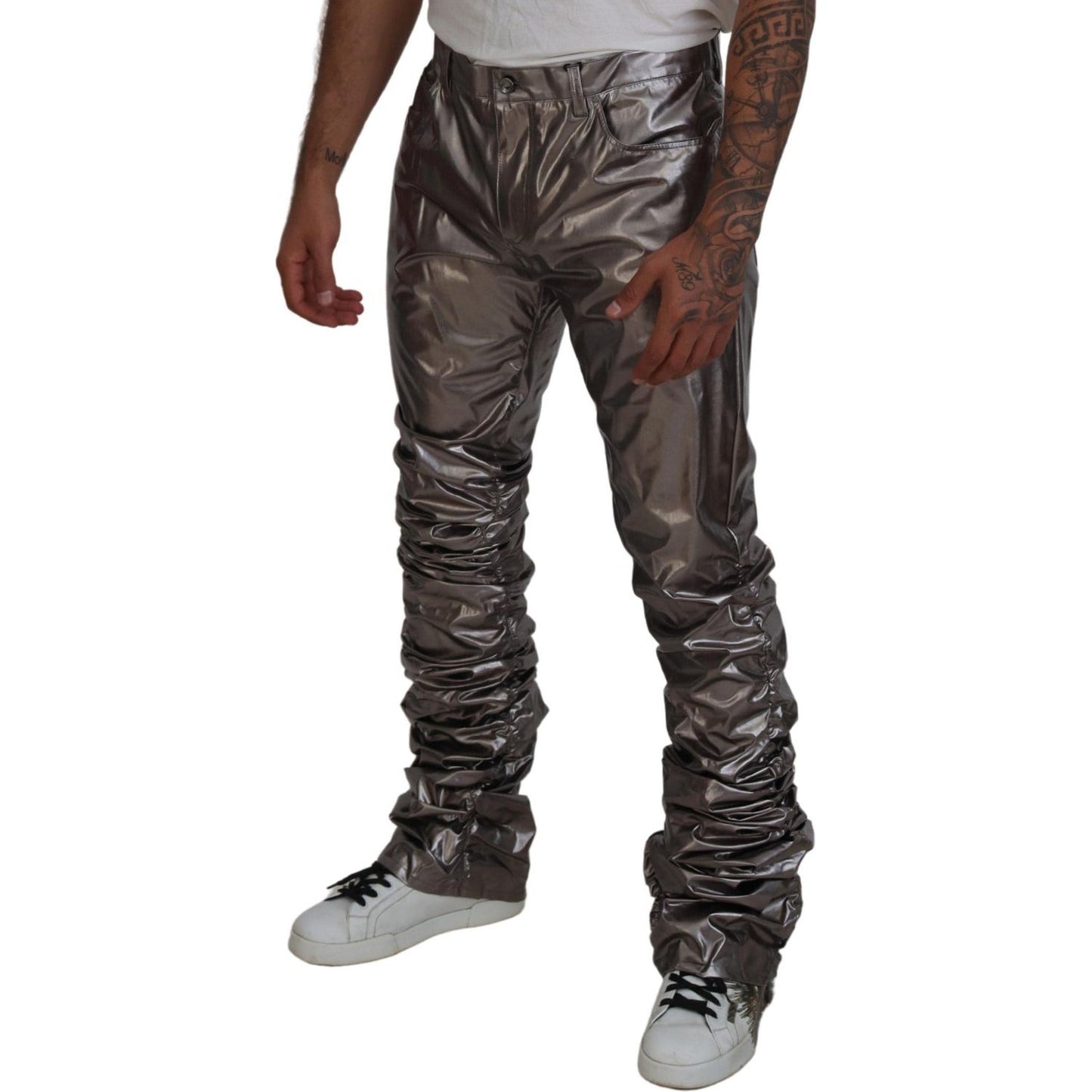 Dolce & Gabbana Metallic Silver Casual Pants Dolce & Gabbana