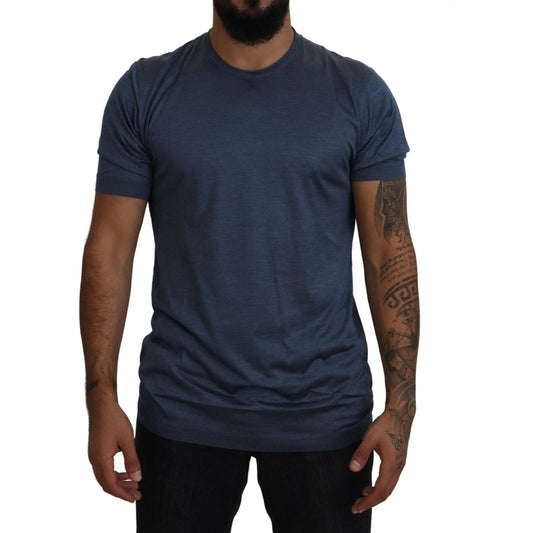 Dolce & Gabbana Elegant Silk Crewneck Blue Tee Dolce & Gabbana