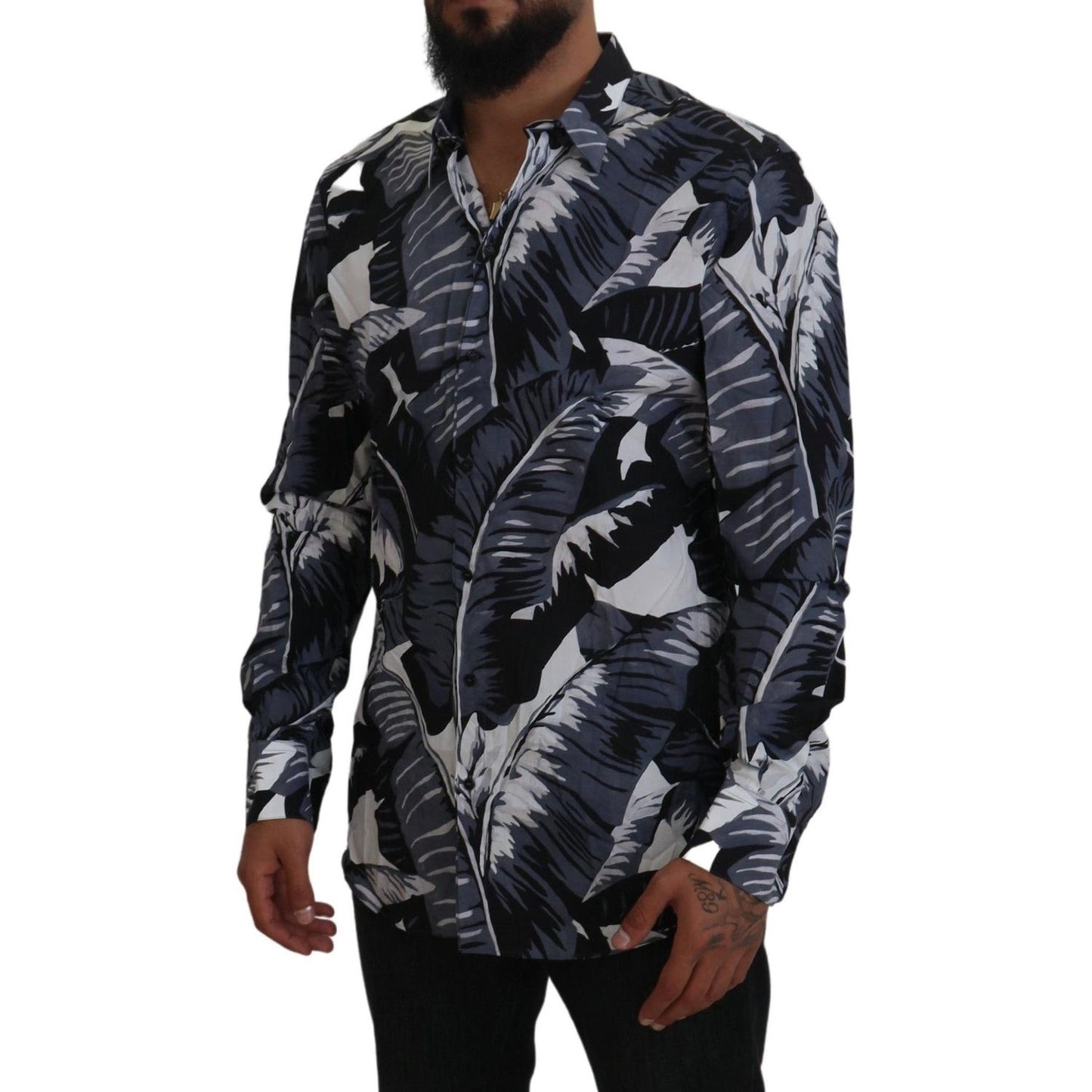 Dolce & Gabbana Multicolor Banana Leaf Print Casual Shirt Dolce & Gabbana