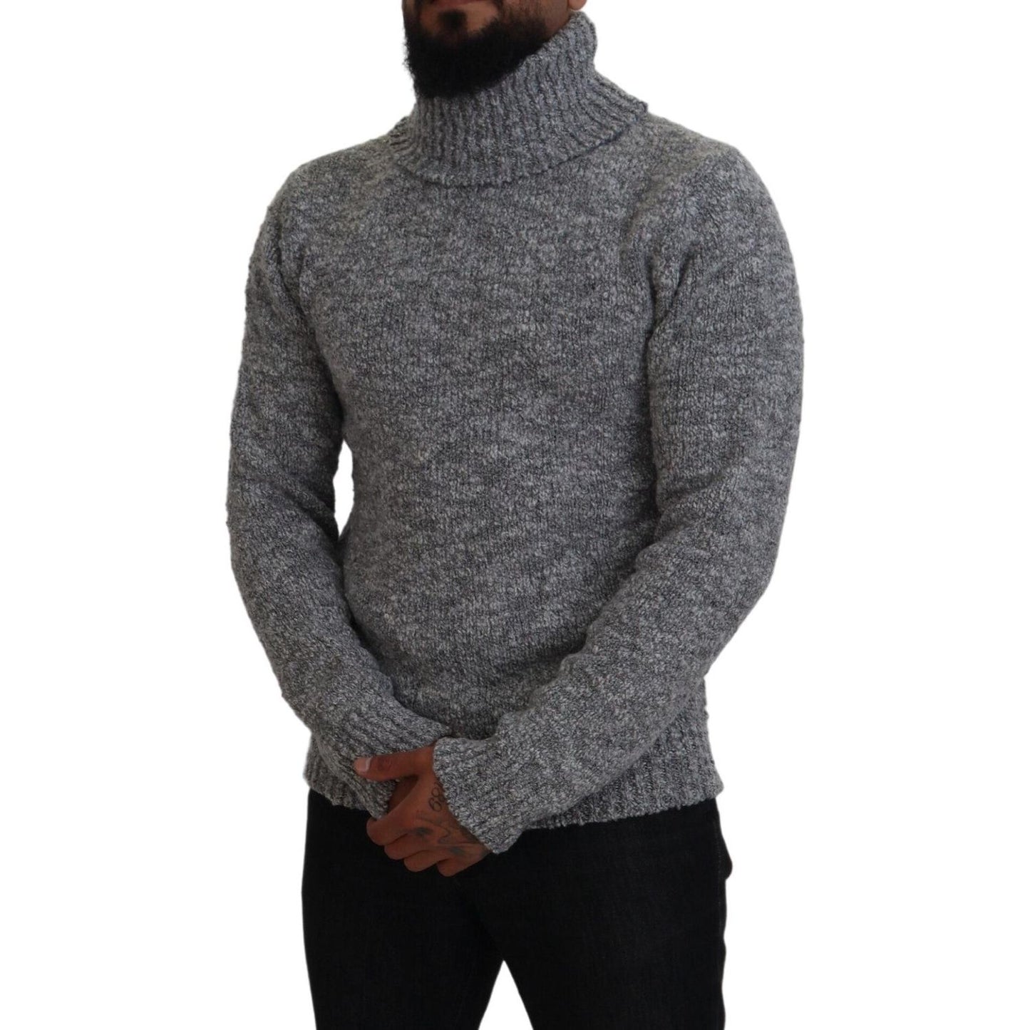 Dolce & Gabbana Elegant Gray Wool-Blend Turtleneck Sweater Dolce & Gabbana