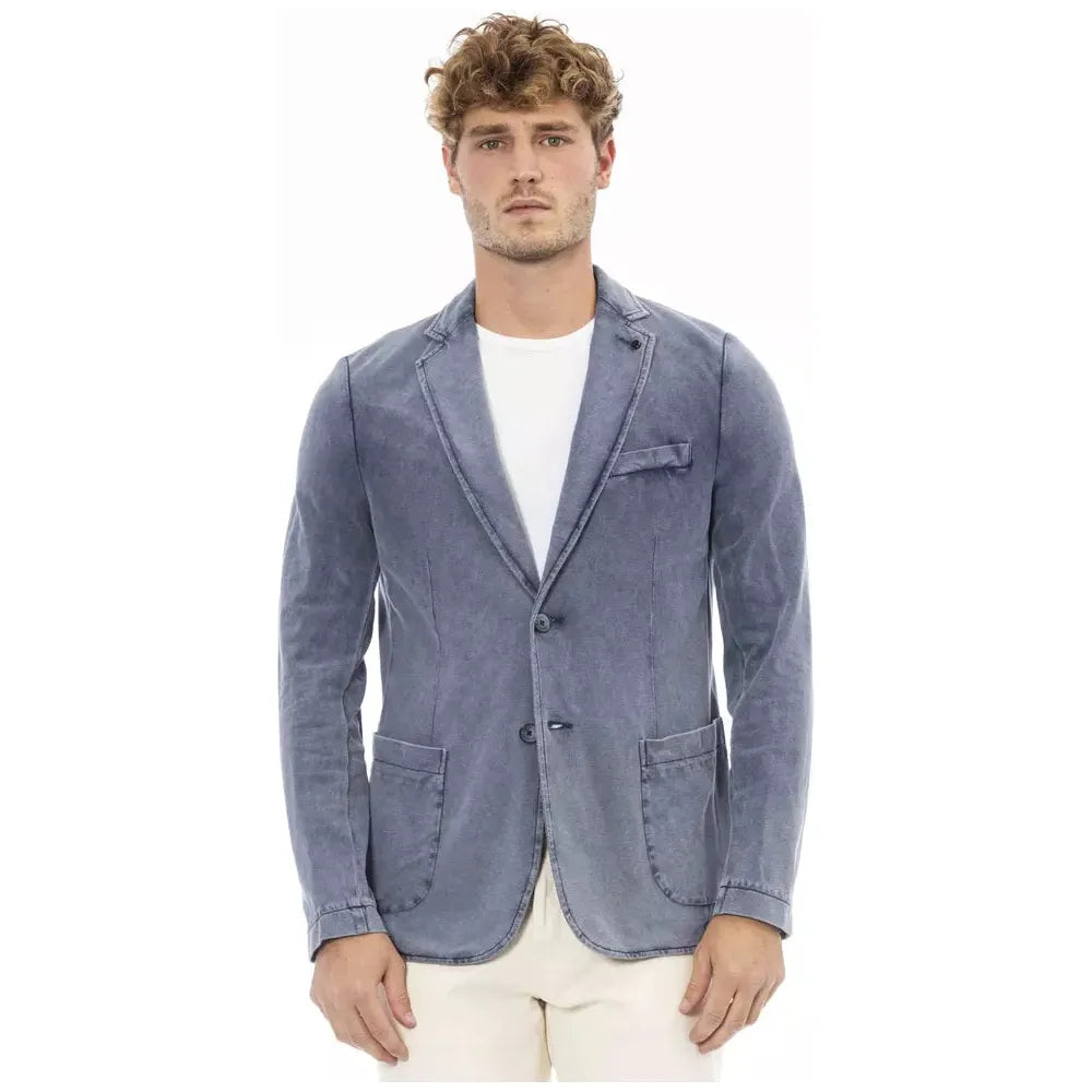 Distretto12 Blue Cotton Mens Blazer Distretto12