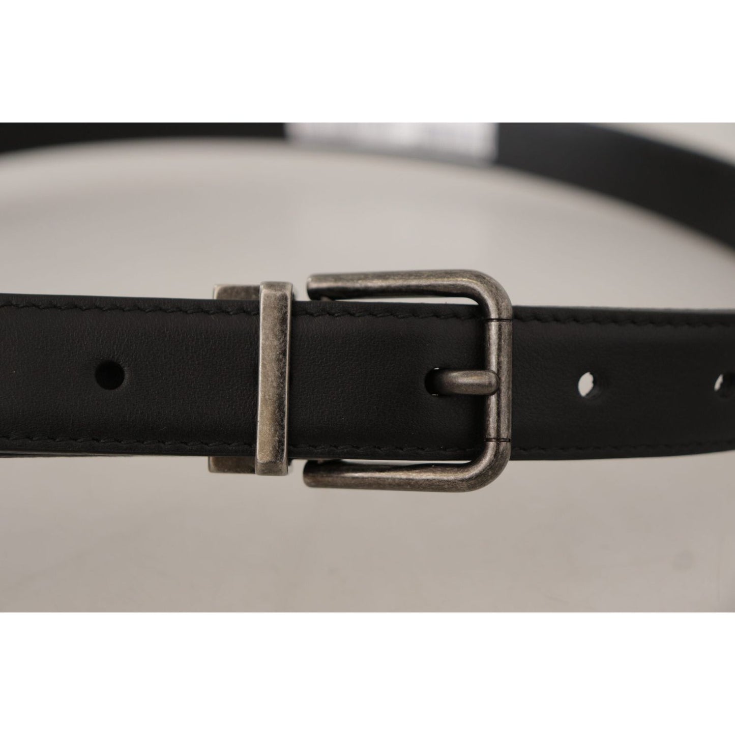 Dolce & Gabbana Elegant Black Leather Belt with Metal Buckle Dolce & Gabbana