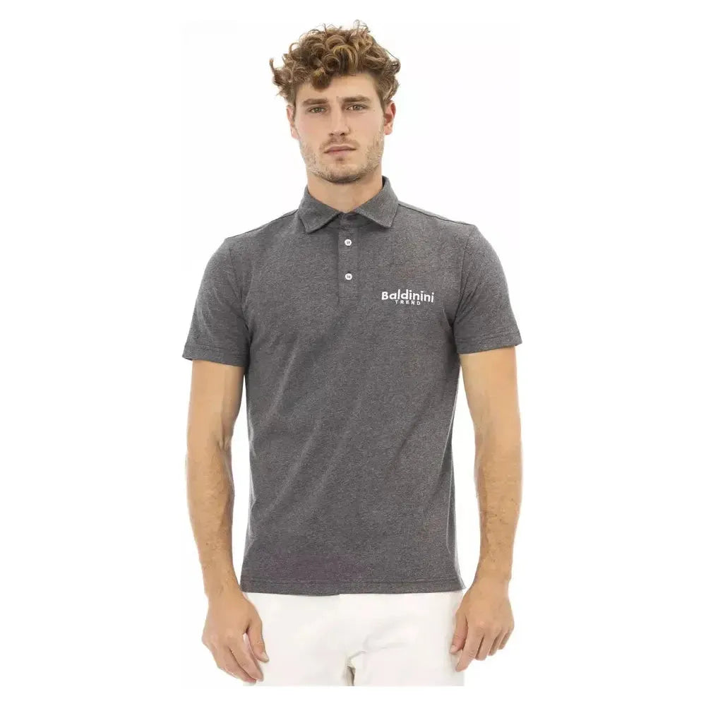 Baldinini Trend Gray Cotton Men Polo Baldinini Trend