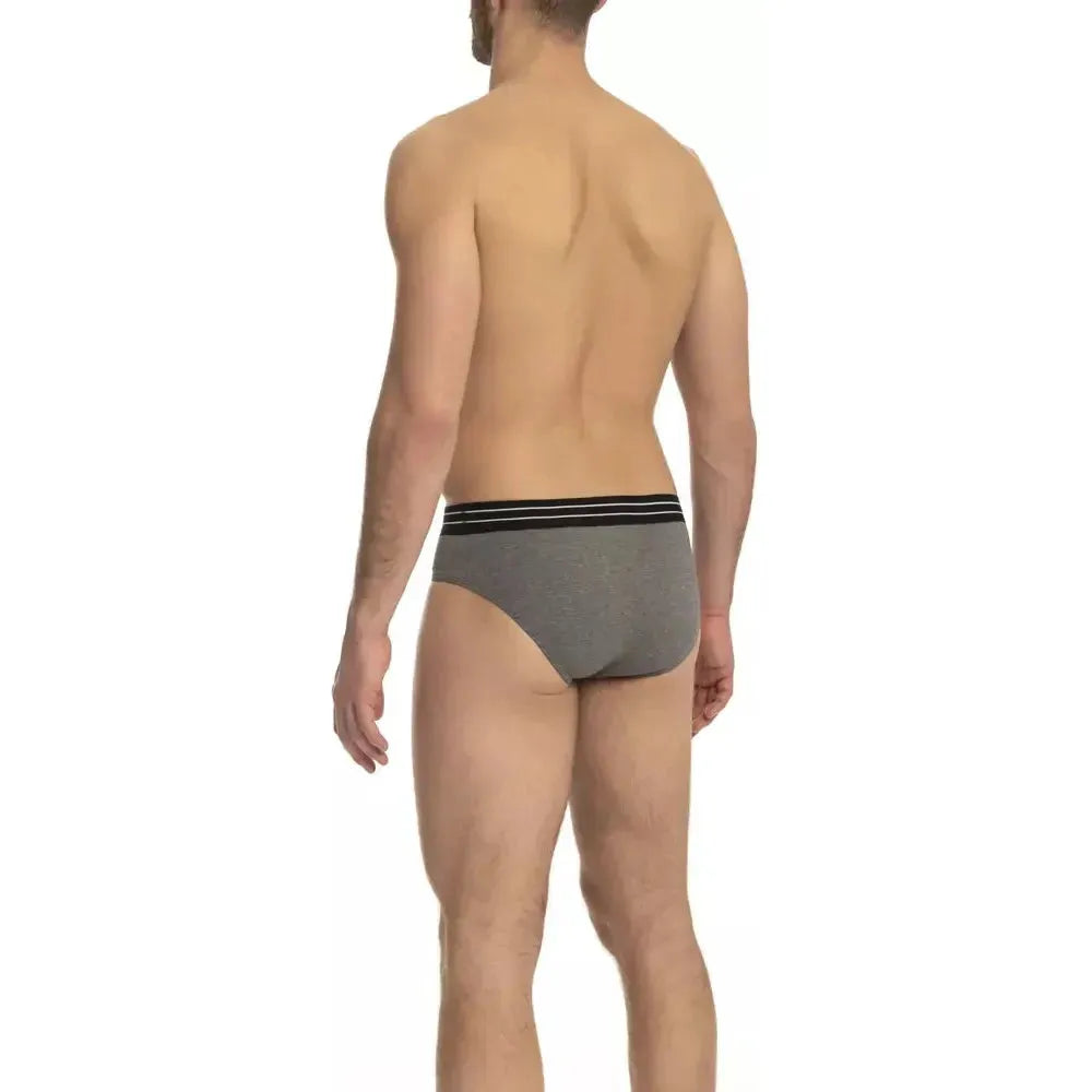 Cavalli Class Gray Cotton Men Underwear Trio Pack