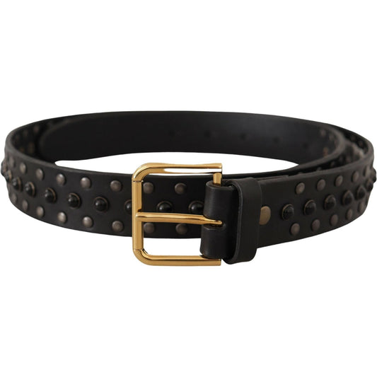 Dolce & Gabbana Elegant Leather Belt with Logo Engraved Buckle Dolce & Gabbana