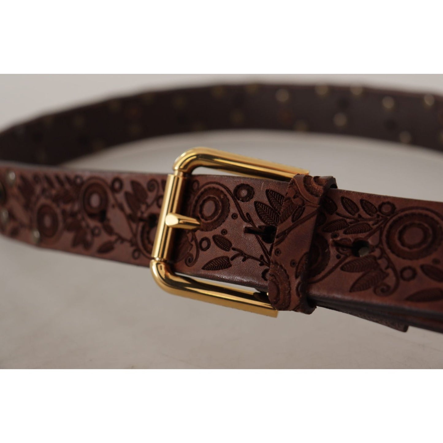 Dolce & Gabbana Elegant Leather Belt with Engraved Buckle Dolce & Gabbana