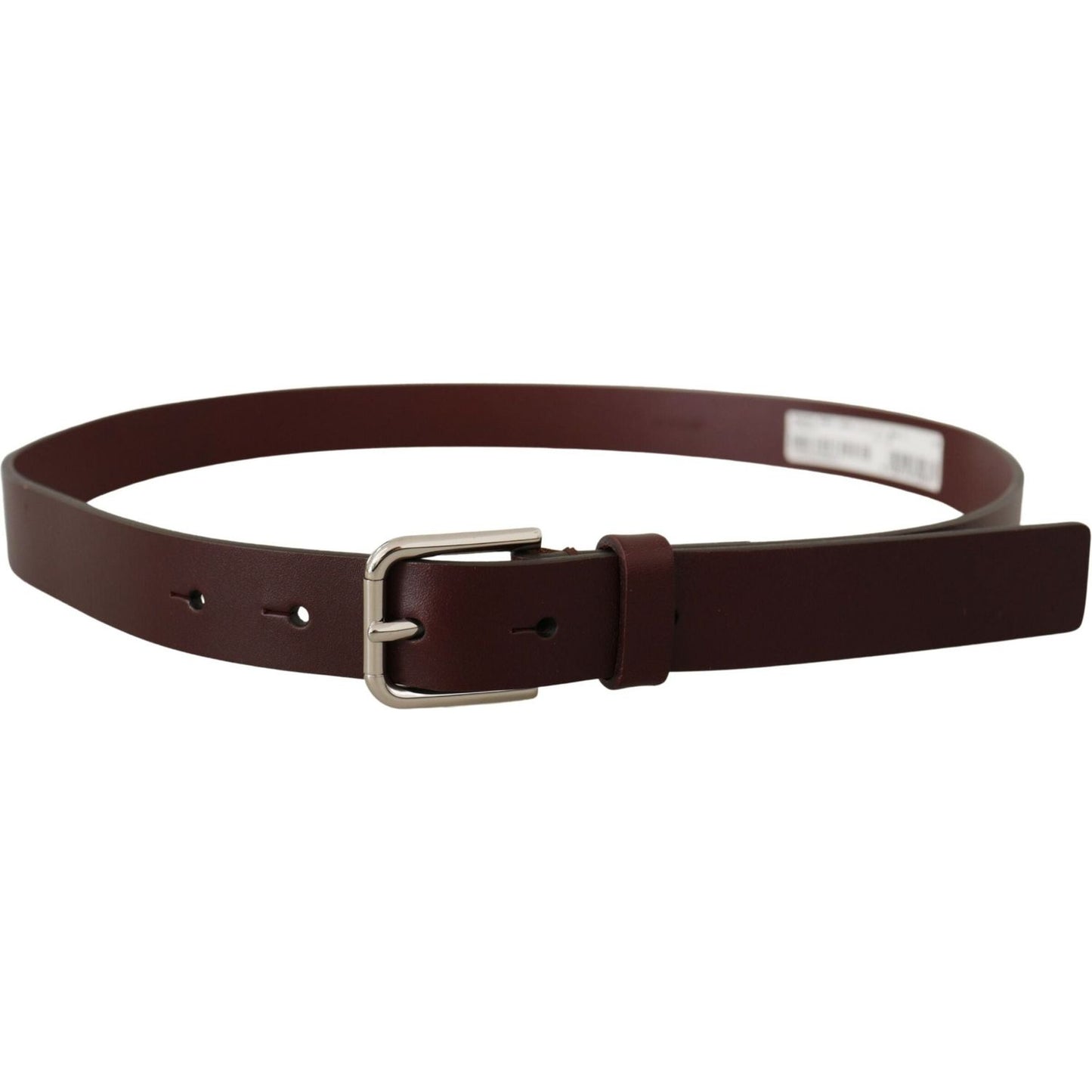 Dolce & Gabbana Maroon Luxe Leather Belt with Metal Buckle Dolce & Gabbana