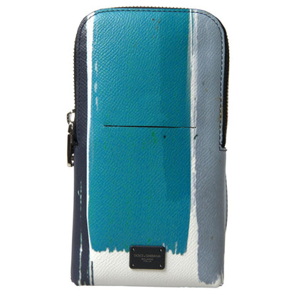 Dolce & Gabbana Blue Leather Purse Crossbody Sling Phone Bag Unisex