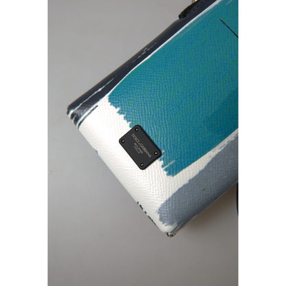 Dolce & Gabbana Blue Leather Purse Crossbody Sling Phone Bag Unisex