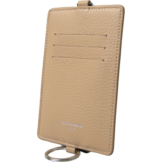 Dolce & Gabbana Elegant Beige Leather Cardholder Wallet Dolce & Gabbana