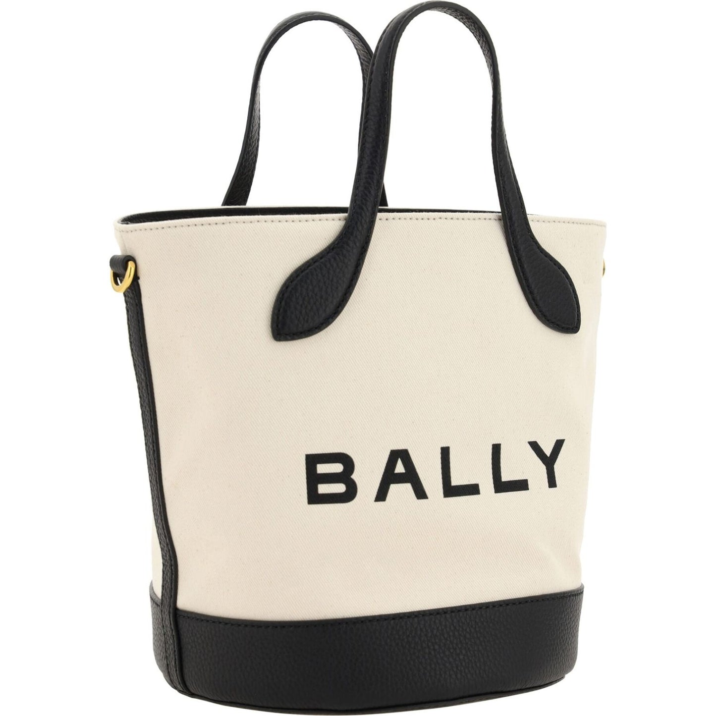 Bally White and Black Leather Bucket Bag