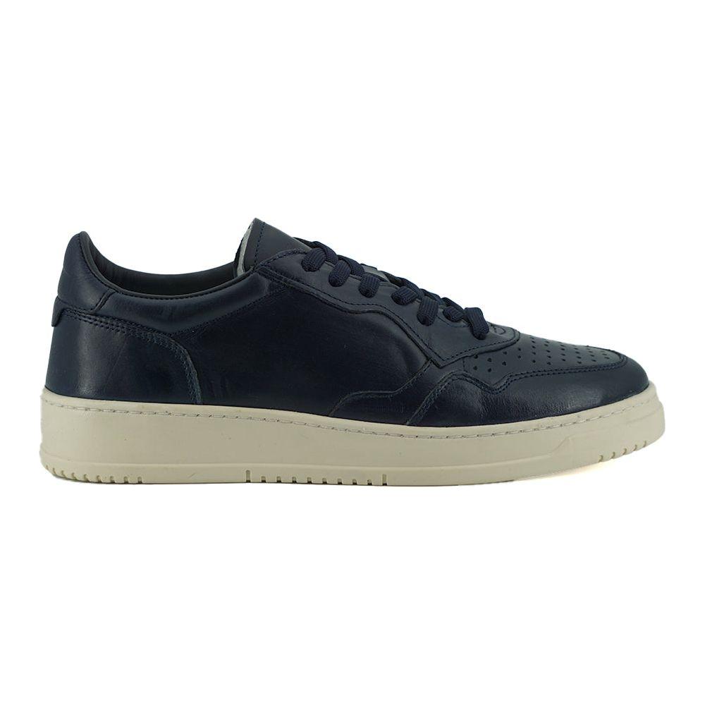 Saxone of Scotland Elegant Navy Blue Leather Sneakers Saxone of Scotland