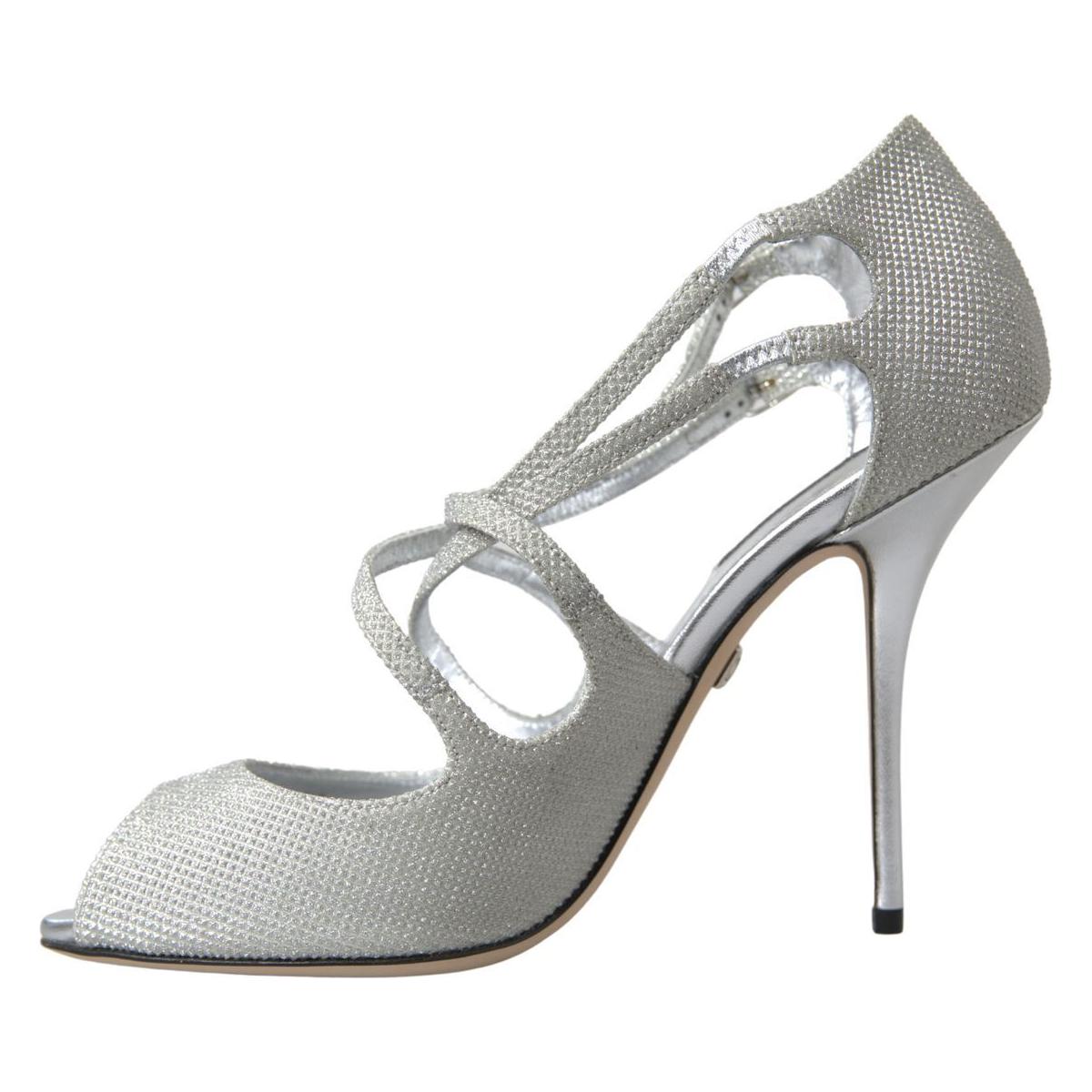 Dolce & Gabbana Elegant Shimmering Silver High-Heeled Sandals Dolce & Gabbana