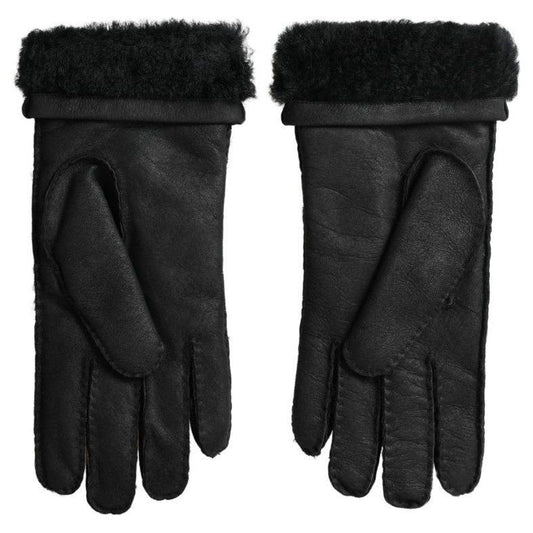 Dolce & Gabbana Elegant Black Leather Winter Gloves Dolce & Gabbana