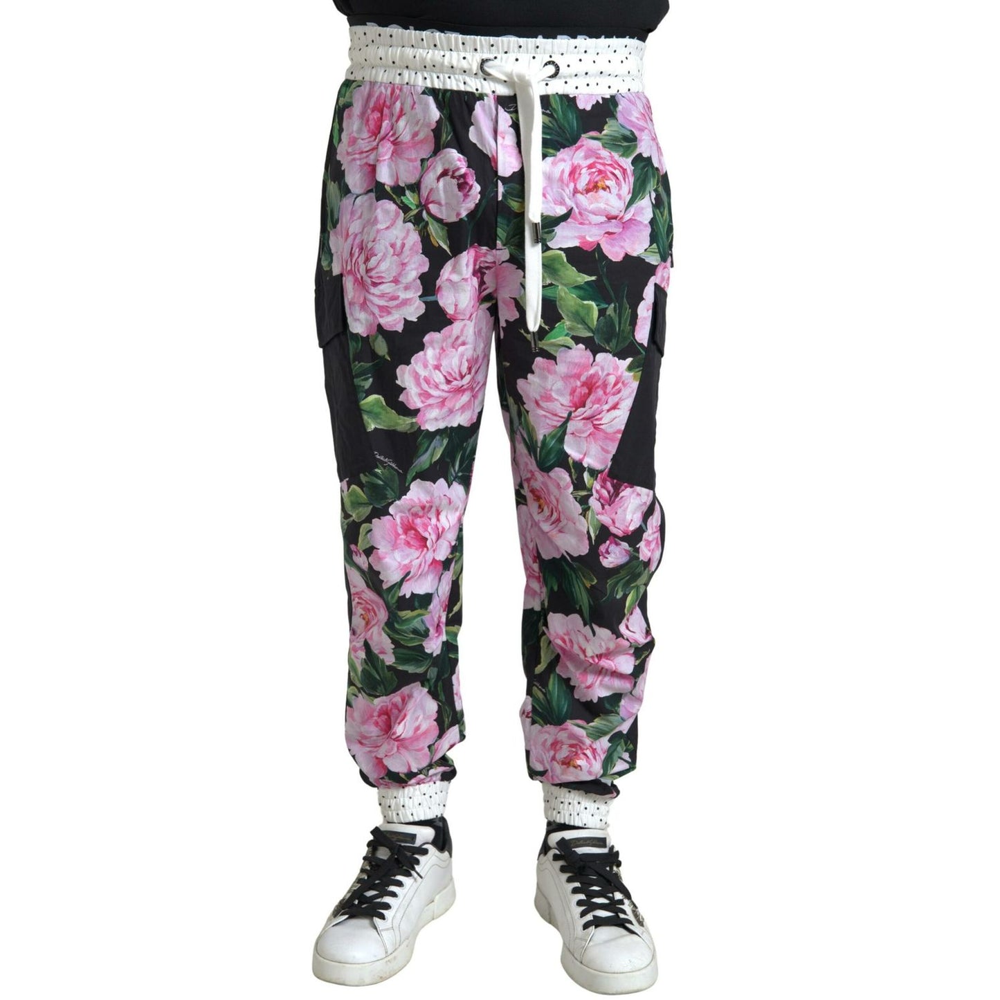 Dolce & Gabbana Multicolor Peony Joggers Cotton Men Pants