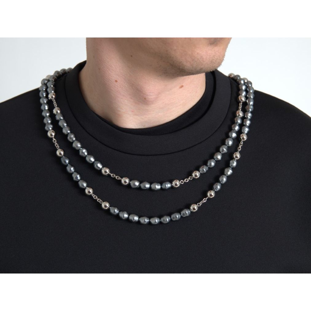Dolce & Gabbana Black Necklace Embellished Polyester T-shirt