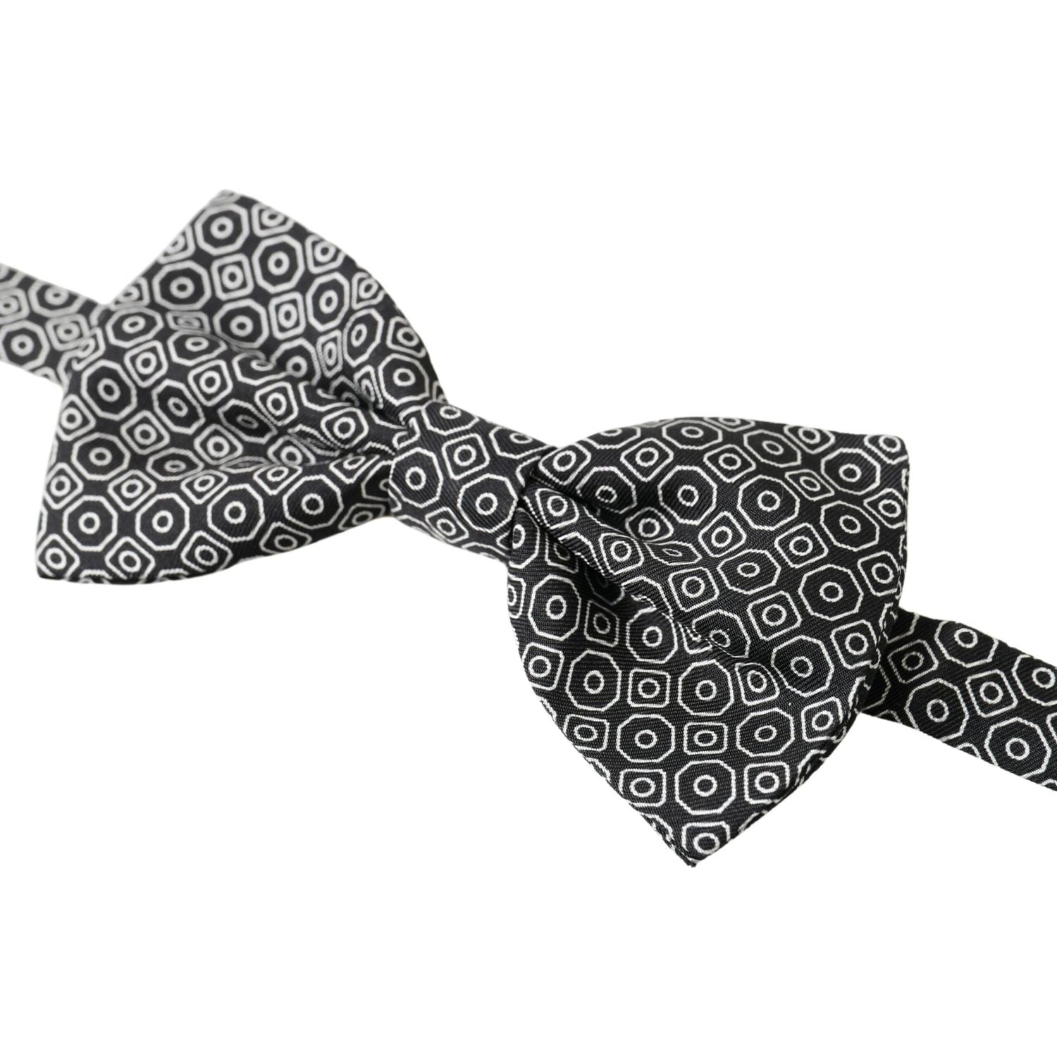 Dolce & Gabbana Black White Pattern Adjustable Neck Papillon Bow Tie