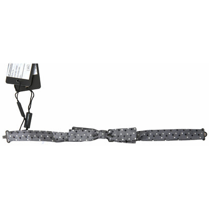 Dolce & Gabbana Gray Polka Dot Silk Adjustable Men Neck Papillon Bow Tie