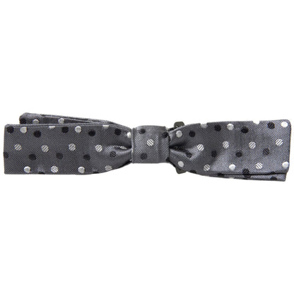 Dolce & Gabbana Gray Polka Dot Silk Adjustable Men Neck Papillon Bow Tie