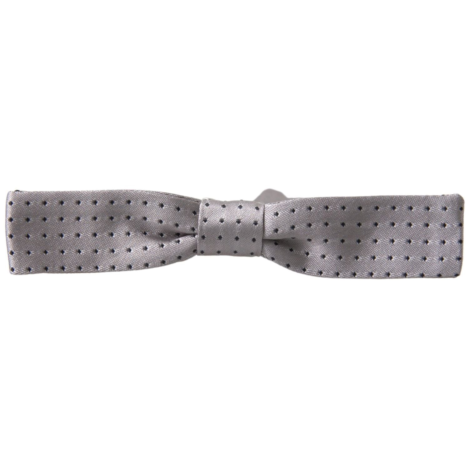 Dolce & Gabbana Gray Dotted Silk Adjustable Men Neck Papillon Bow Tie