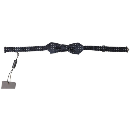 Dolce & Gabbana Blue Polka Dot Silk Adjustable Men Neck Papillon Bow Tie