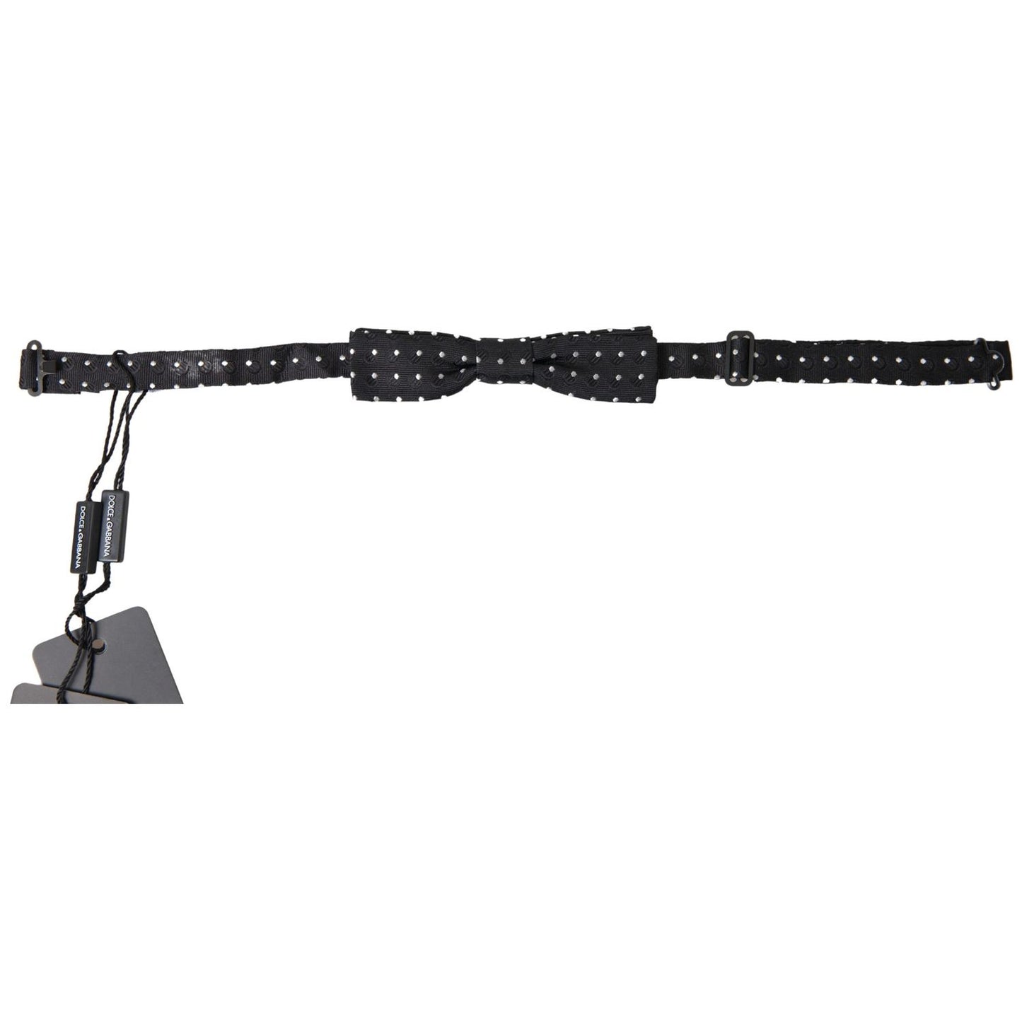 Dolce & Gabbana Black Polka Dot Silk Adjustable Men Neck Papillon Bow Tie