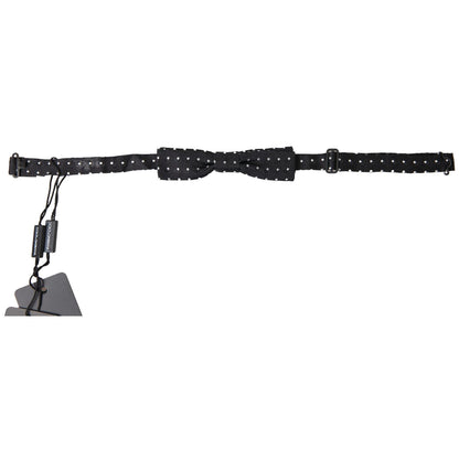 Dolce & Gabbana Black Polka Dot Silk Adjustable Men Neck Papillon Bow Tie