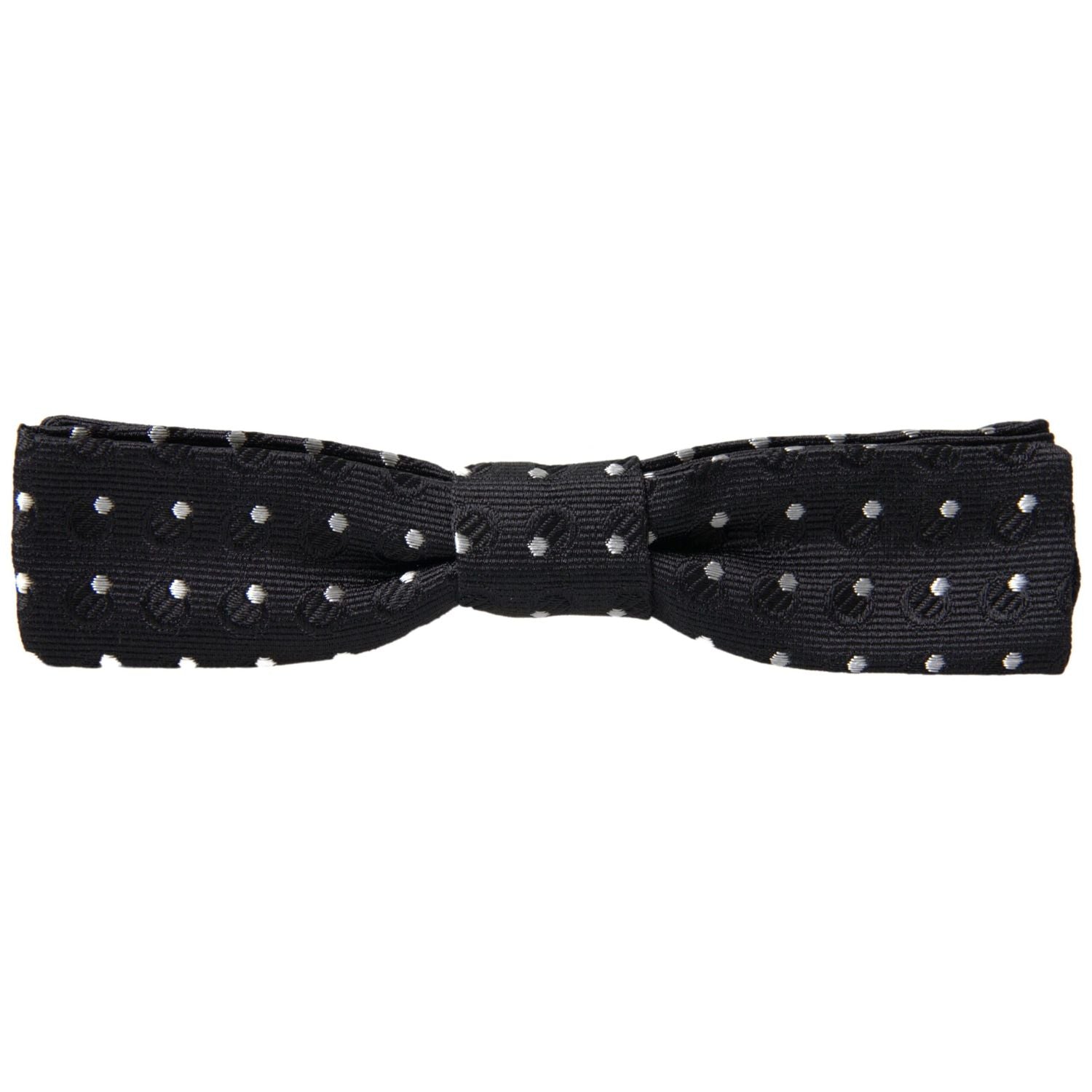 Dolce & Gabbana Black Polka Dot Silk Adjustable Men Neck Papillon Bow Tie