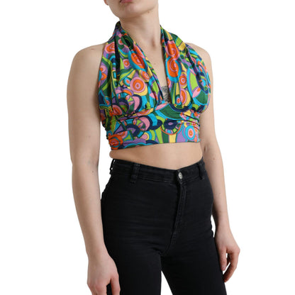 Dolce & Gabbana Multicolor Halter Sleeveless Cropped Tank Top