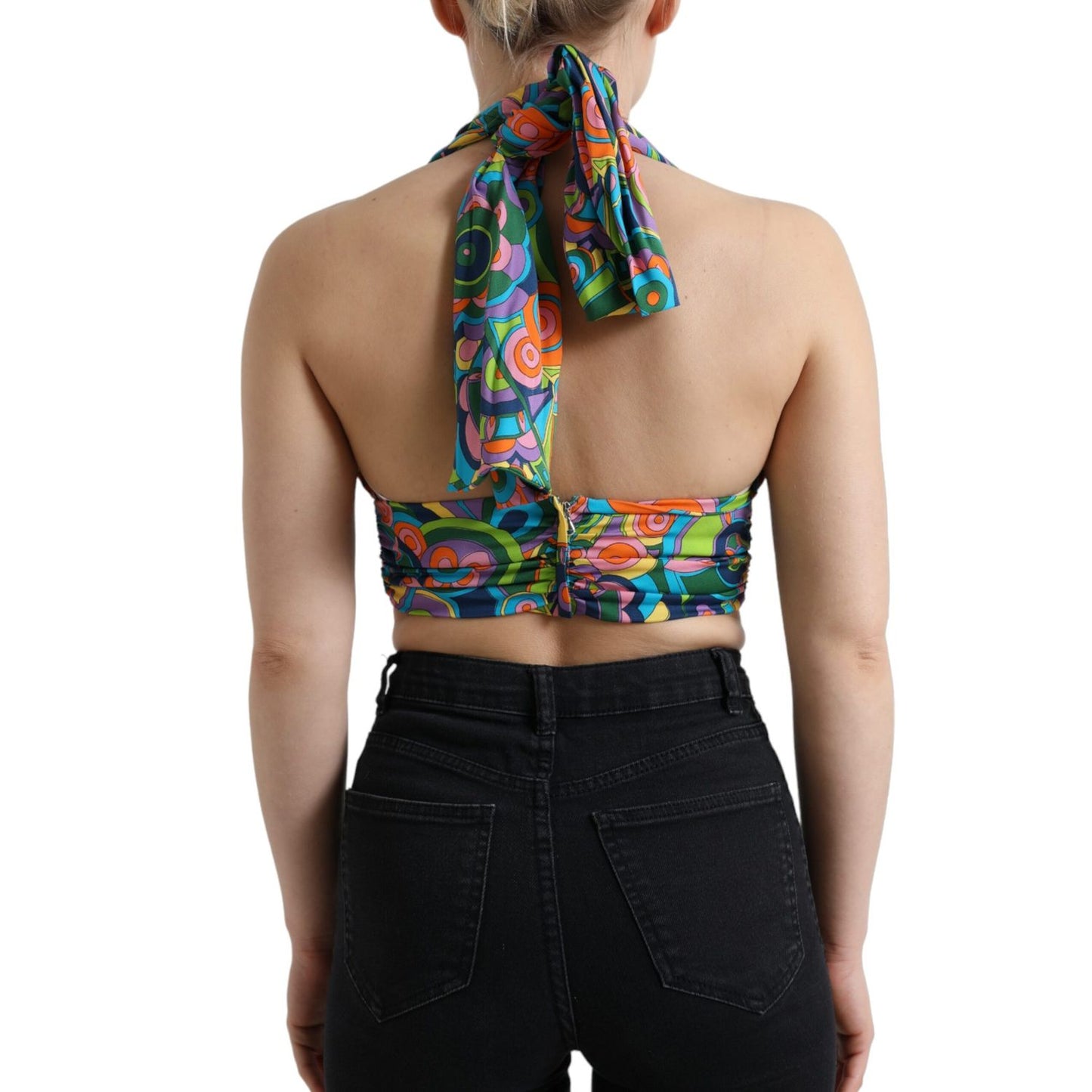 Dolce & Gabbana Multicolor Halter Sleeveless Cropped Tank Top