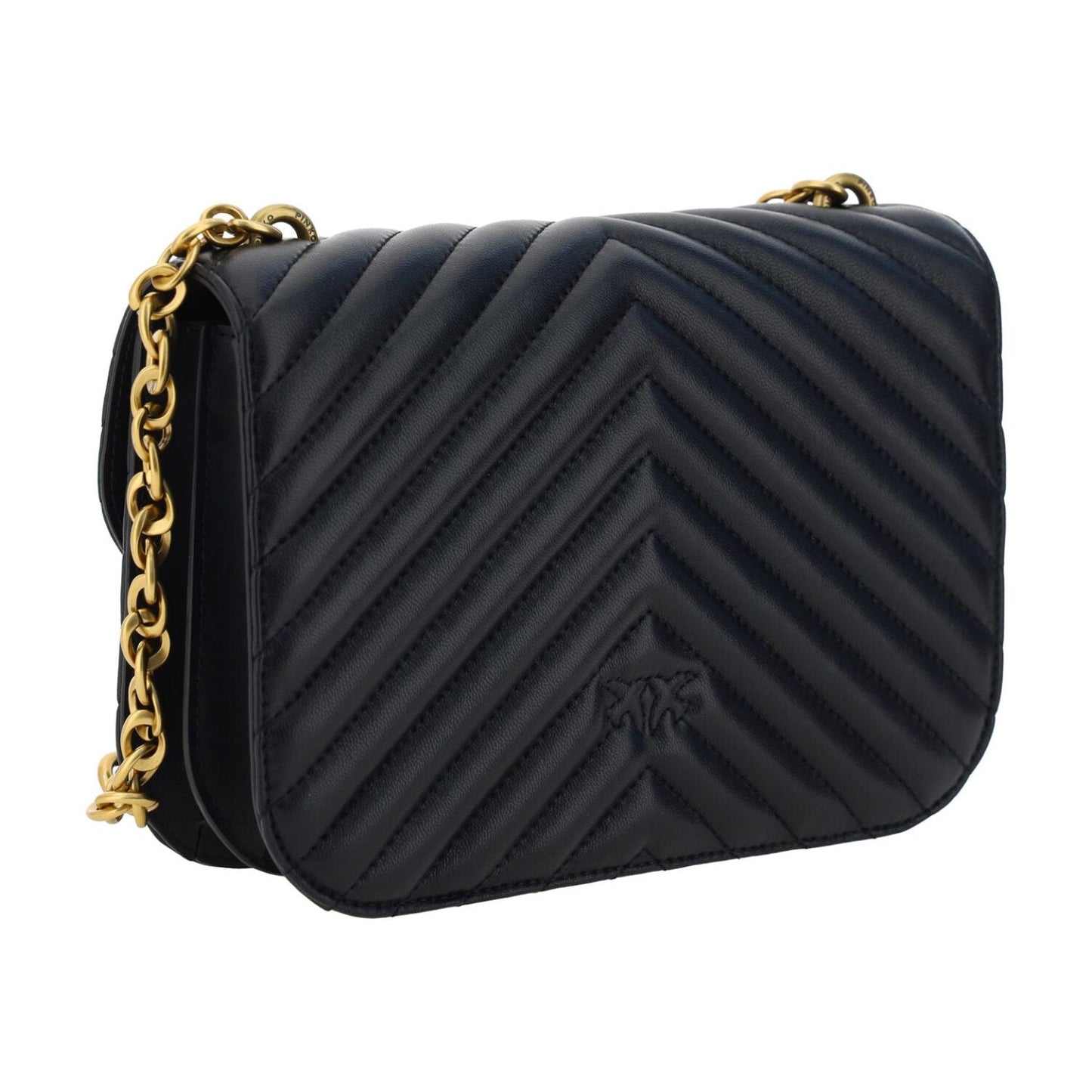 PINKO Elegant Black Quilted Leather Shoulder Bag PINKO