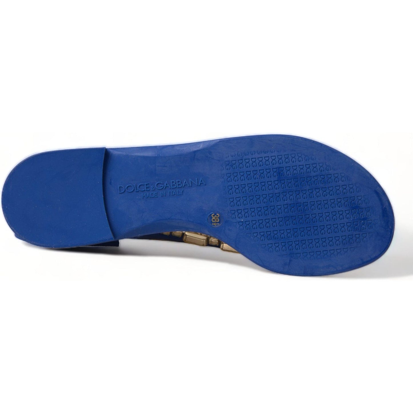 Dolce & Gabbana Elegant Blue Leather Flat Sandals Dolce & Gabbana