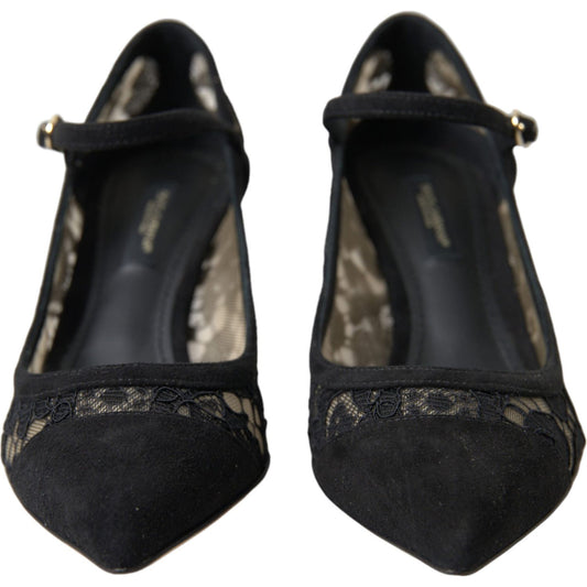 Dolce & Gabbana Elegant Black Taormina Lace Heels Dolce & Gabbana