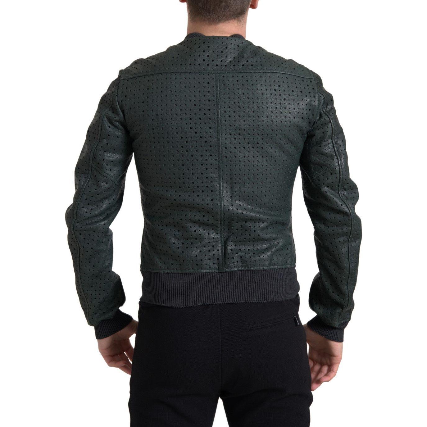 Dolce & Gabbana Emerald Green Goatskin Bomber Jacket Dolce & Gabbana