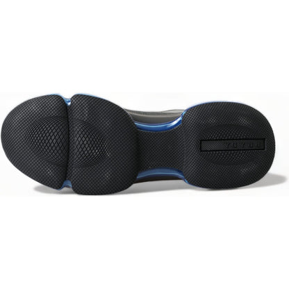 Prada Black Blue Rubber Knit Slip On Low Top Sneakers Shoes