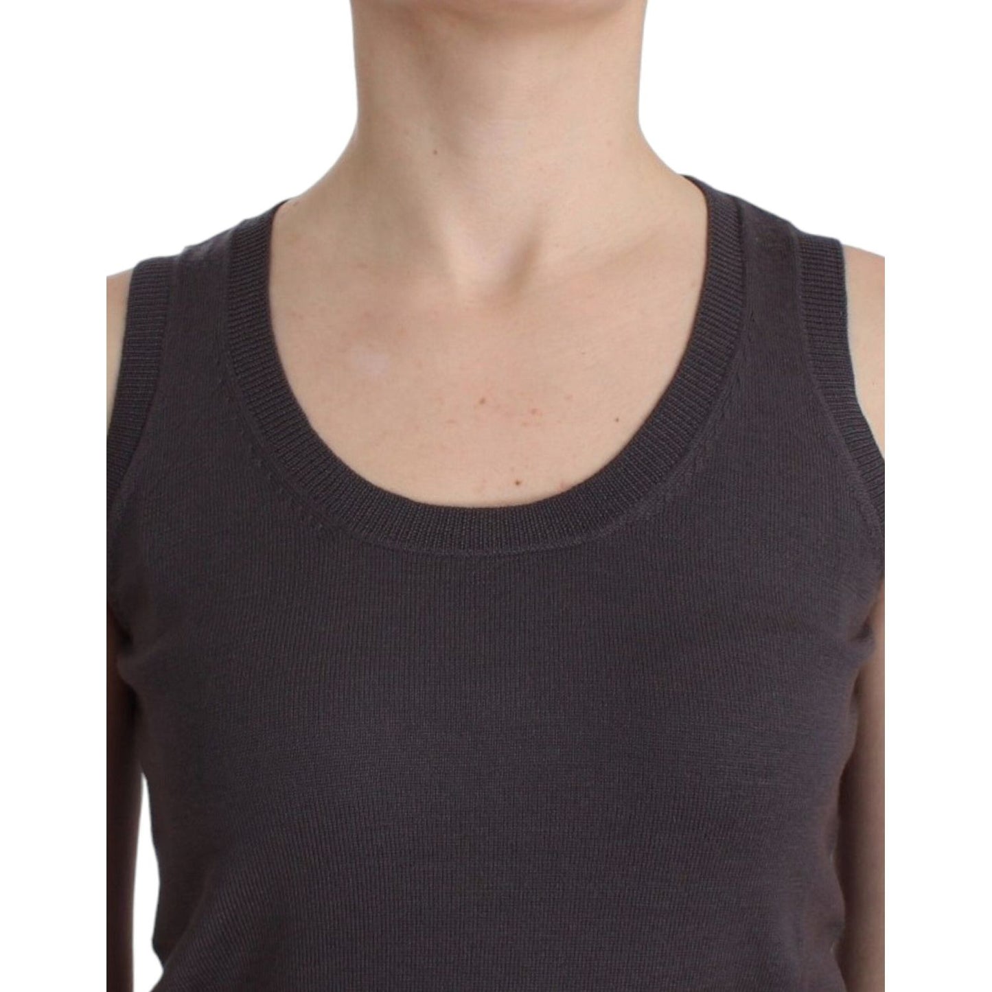 John Galliano Elegant Sleeveless Brown Knit Top John Galliano