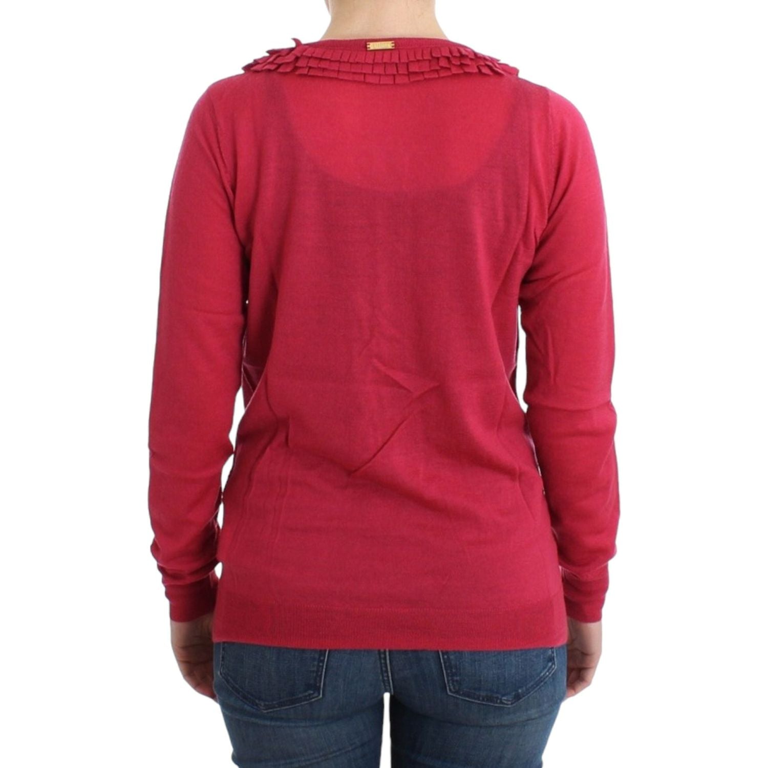 كارديجان من الصوف بتفاصيل كشكش من جون جاليانو باللون الوردي