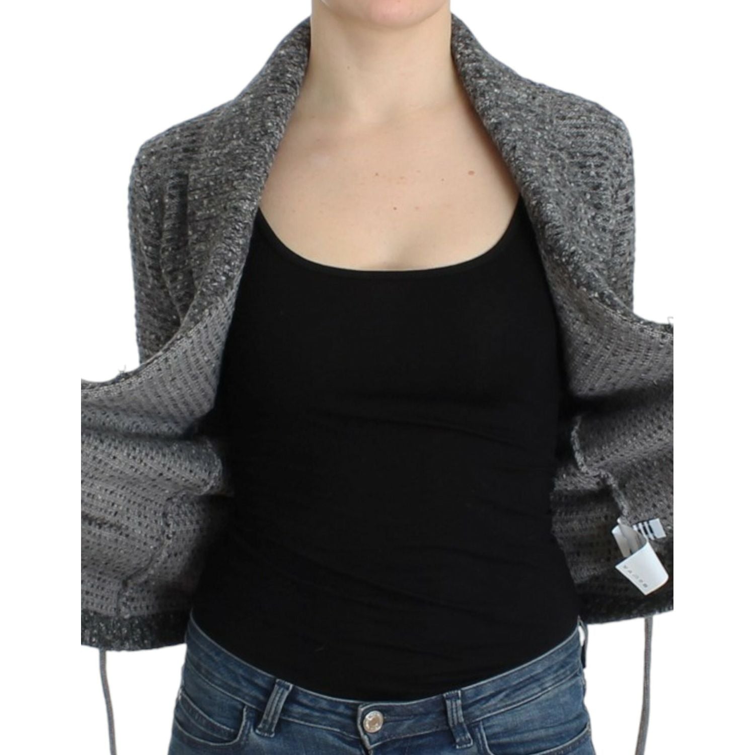 Cavalli Gray wool knitted cardigan