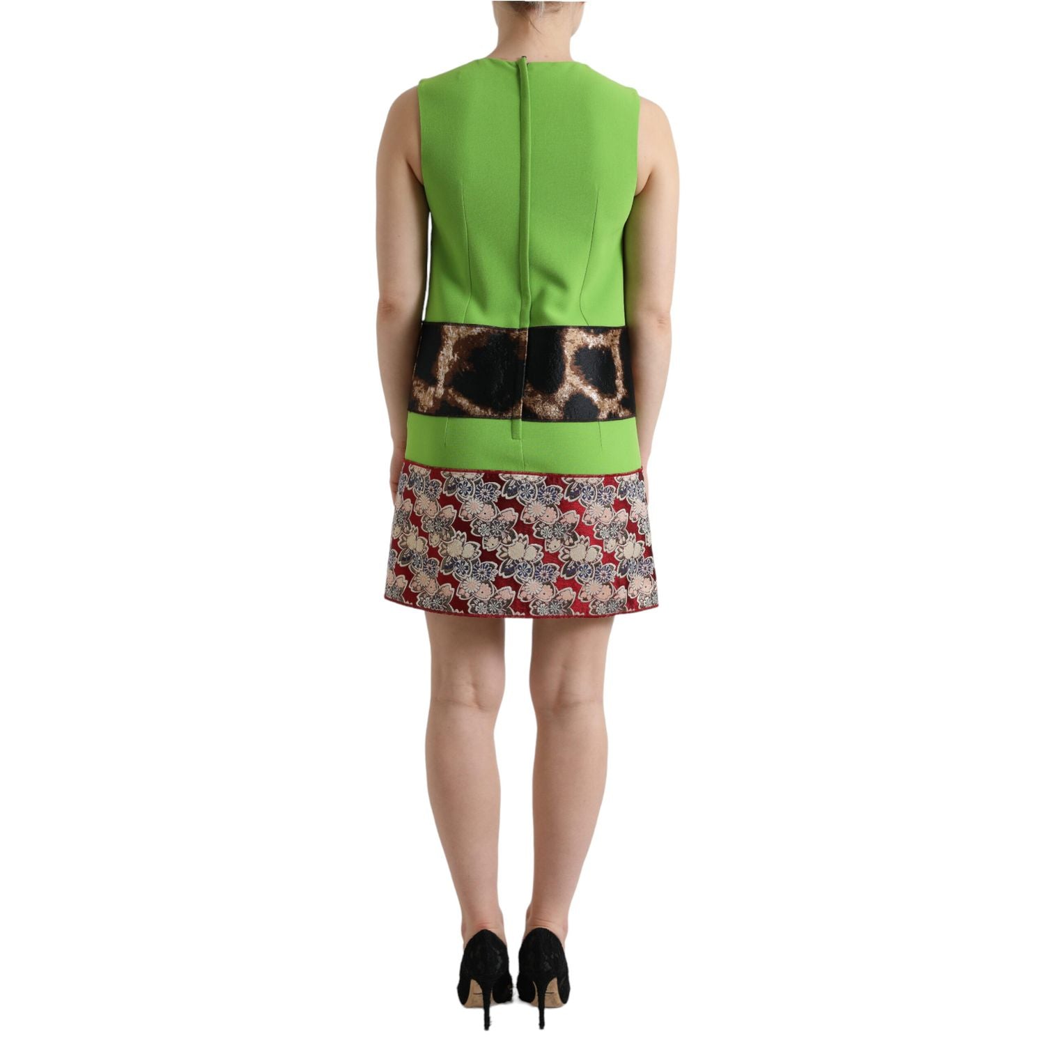 Dolce & Gabbana Apple Green Sleeveless Panelled Shift Dress